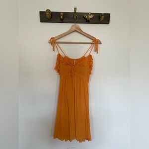 Urban Outfitters Orange Ruffle Mini Dress